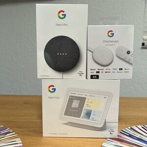 Google nest hub, Google nest mini, Google chromecast